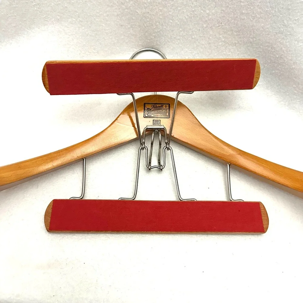Vintage Fitwell 2 C. Birnbaum Ltd Wooden Suit Hanger Germany Trouser Clamp Wide